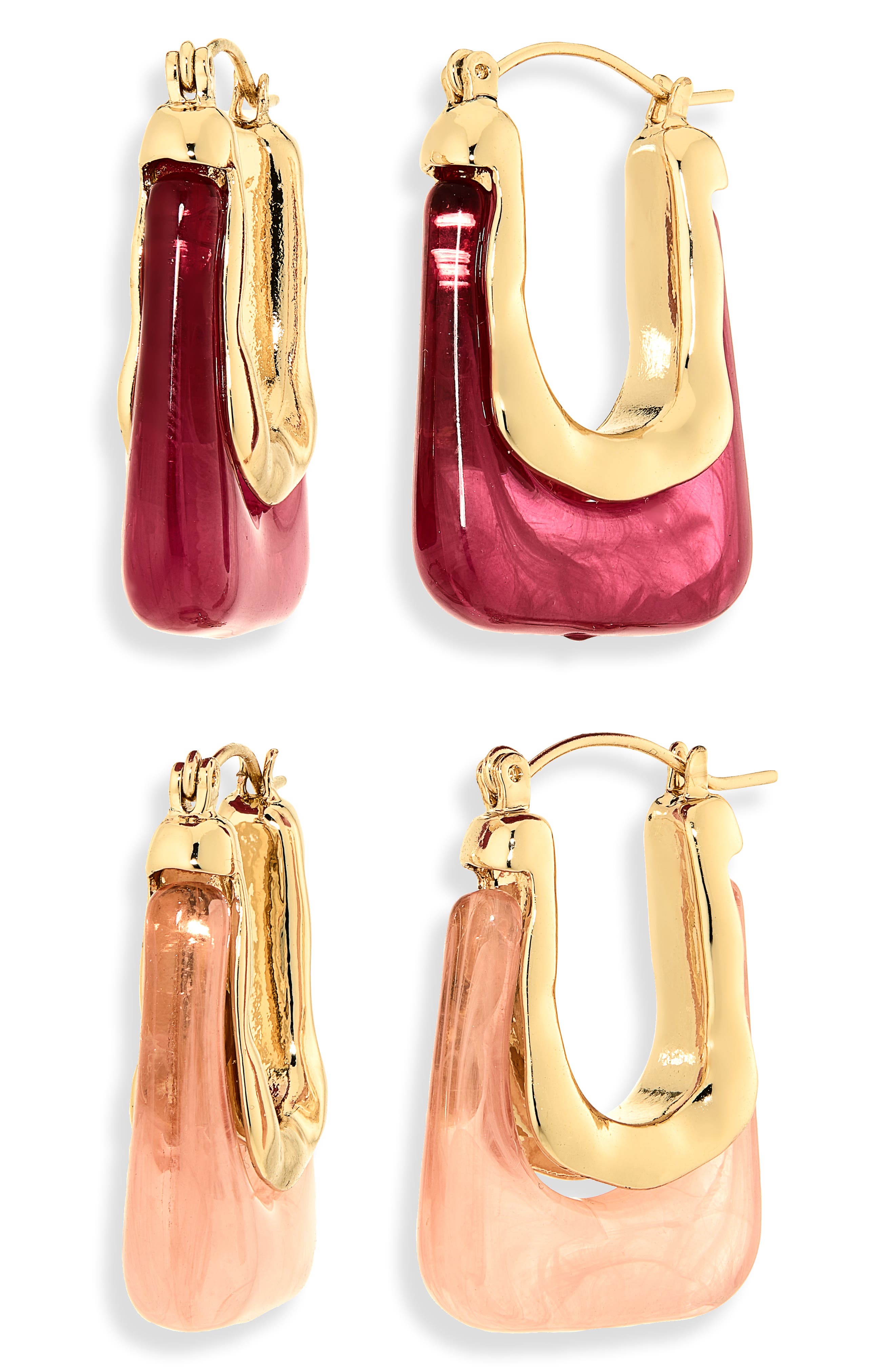 Tasha Set of 2 Resin Oval Hoop Earrings