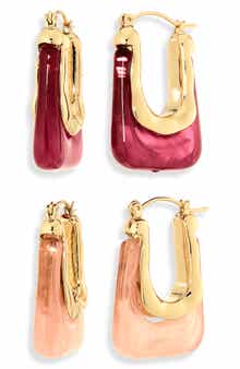 Set of 2 Resin Oval Hoop Earrings