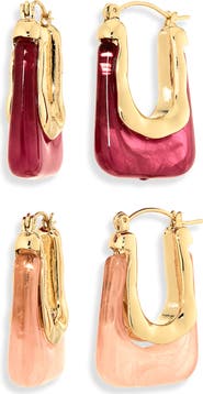 Tasha Set of 2 Resin Oval Hoop Earrings