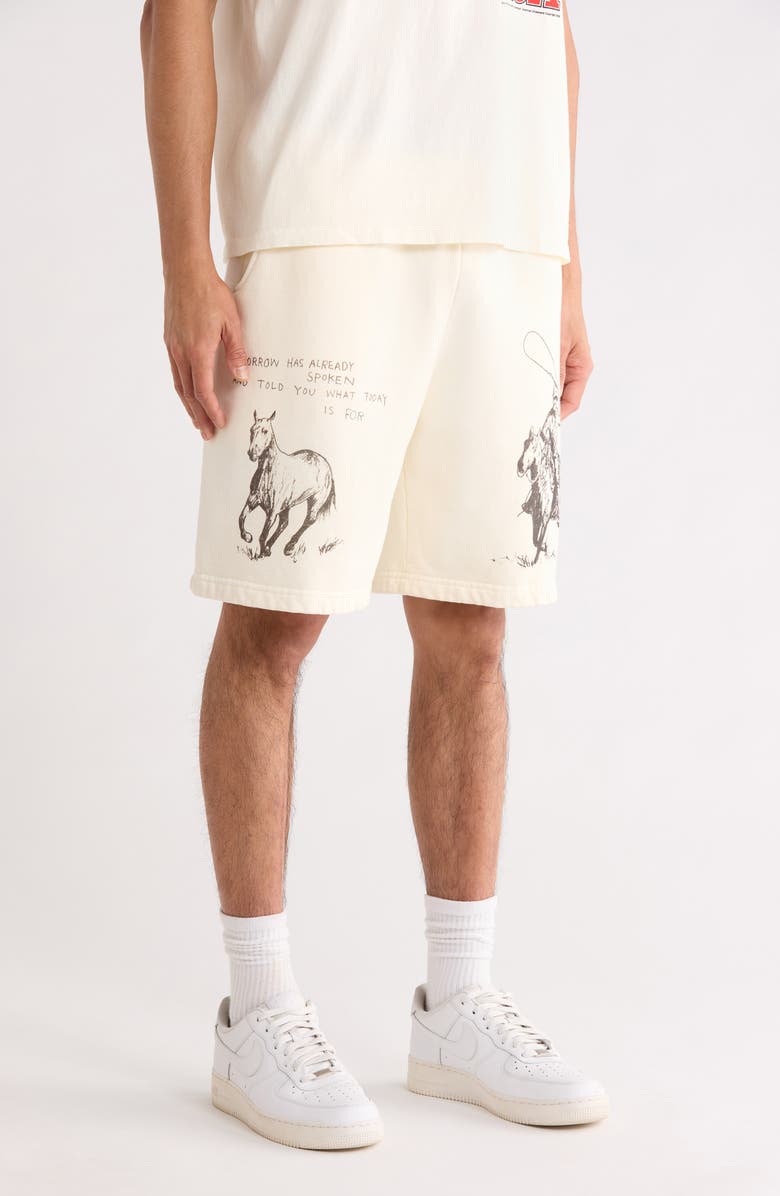 ONE OF THESE DAYS What Today Cotton Fleece Sweat Shorts, Alternate, color, Bone