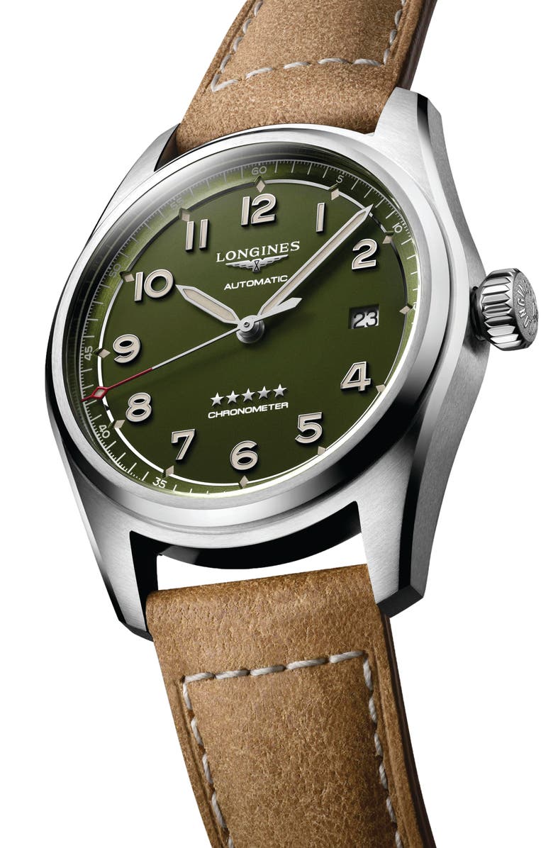 Longines Spirit Automatic Leather Strap Watch, 40mm, Alternate, color,