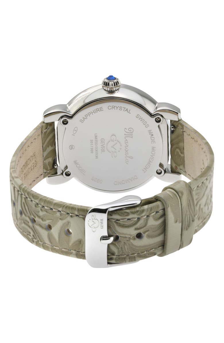 GV2 Women's Marsala Diamond Dial Leather Strap Watch, 37mm, Alternate, color, Beige