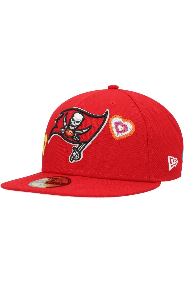New Era Men's New Era Scarlet Tampa Bay Buccaneers Chain Stitch Heart 59FIFTY Fitted Hat, Main, color, Scarlet