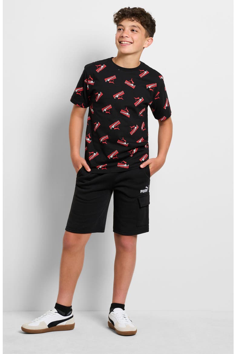 Kids' Fleece Cargo Shorts, Alternate, color, BLACK