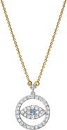 LuvMyJewelry Ziva Round Diamond Evil Eye & Blue Topaz Necklace in 14K Gold