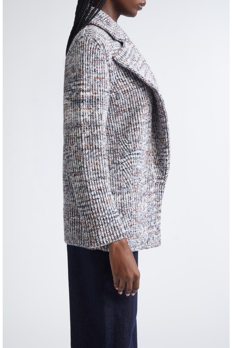 Marled Sweater Knit Jacket, Alternate, color, WHITE AND BROWN SPACE DYED