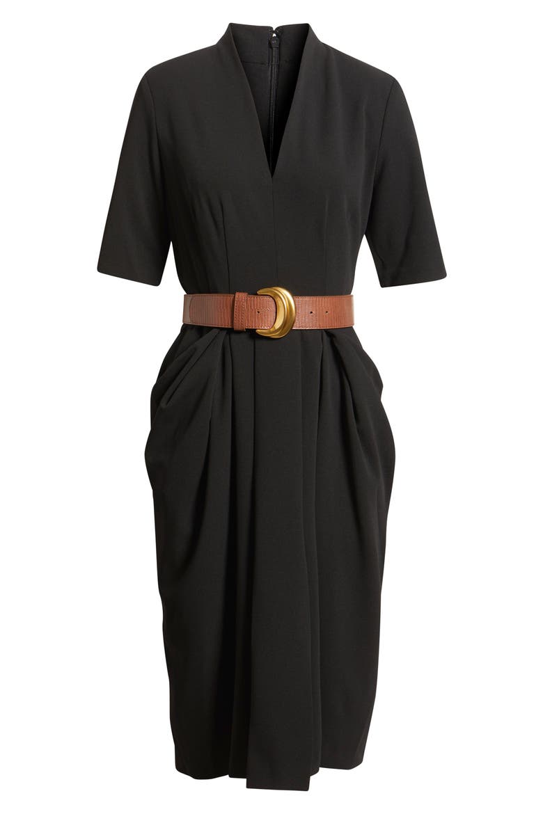 Belted Sheath Dress, Alternate, color, BLACK
