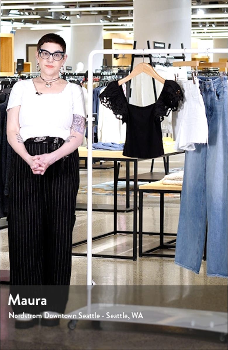 Mixed Media Eyelet Sleeve Top, sales video thumbnail