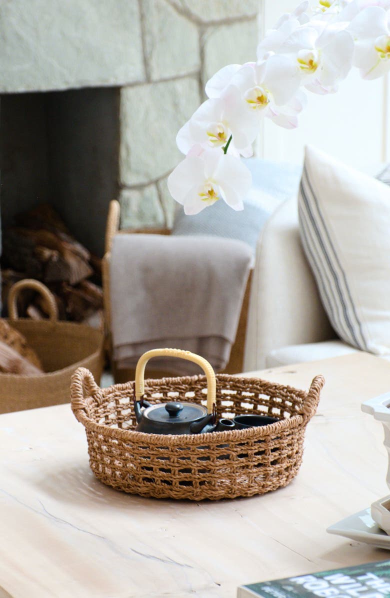 LIKHA Round Tray Open Weave with Cutout Handles, Alternate, color, Natural