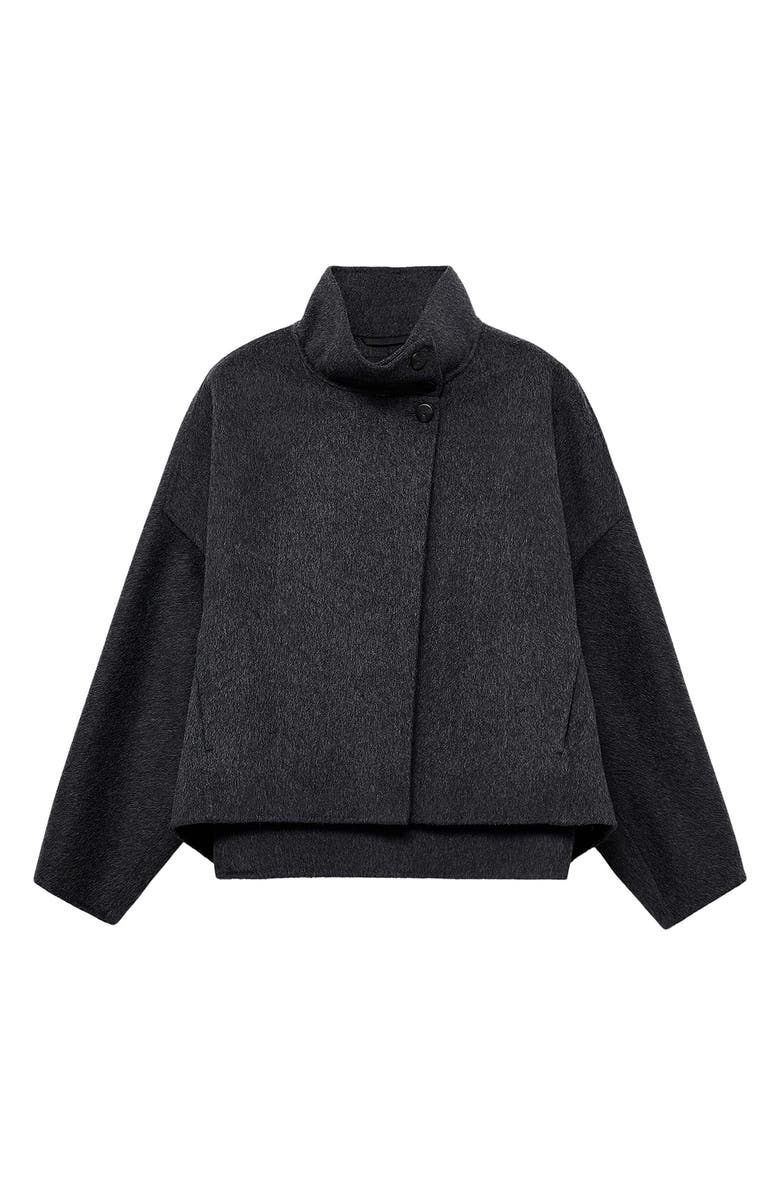 MANGO Oversize Wool Blend Jacket, Main, color, Charcoal