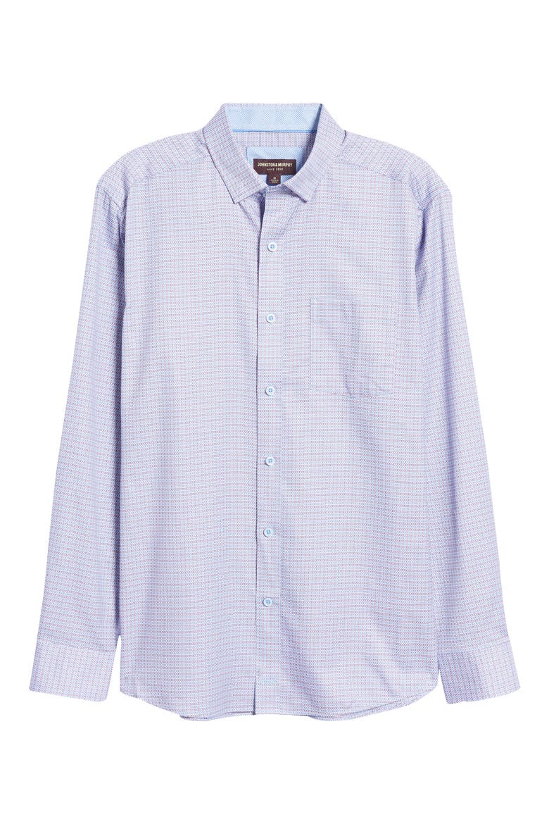 Geometric Button-Up Shirt, Alternate, color, PURPLE/ BLUE