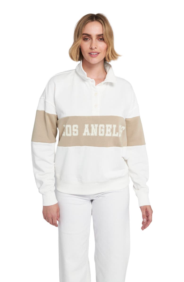 ELLE Collection Rugby Pullover Sweatshirt Graphic, Alternate, color, Latte