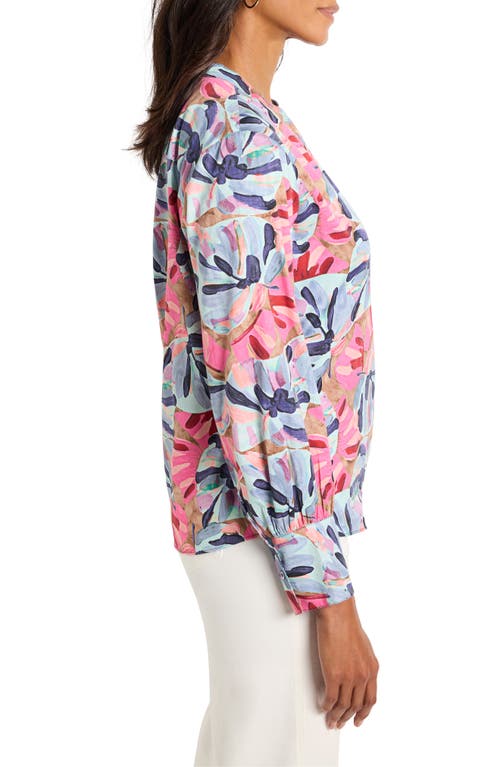 Nic + Zoe Nic+zoe Firework Foliage Popover Top In Blue Multi