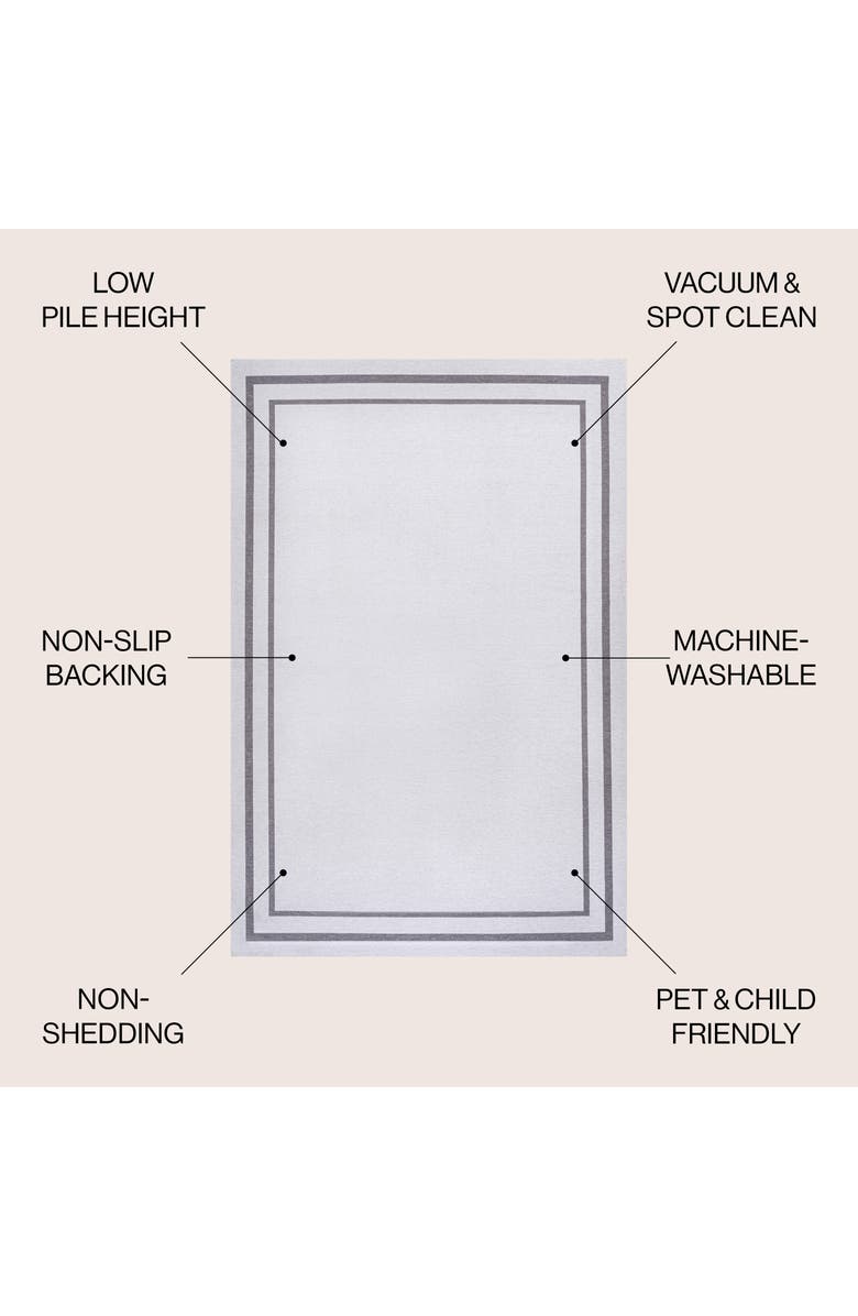 JONATHAN Y Sloane Classic 2-Stripe Border Washable Area Rug, Alternate, color, White/Gray