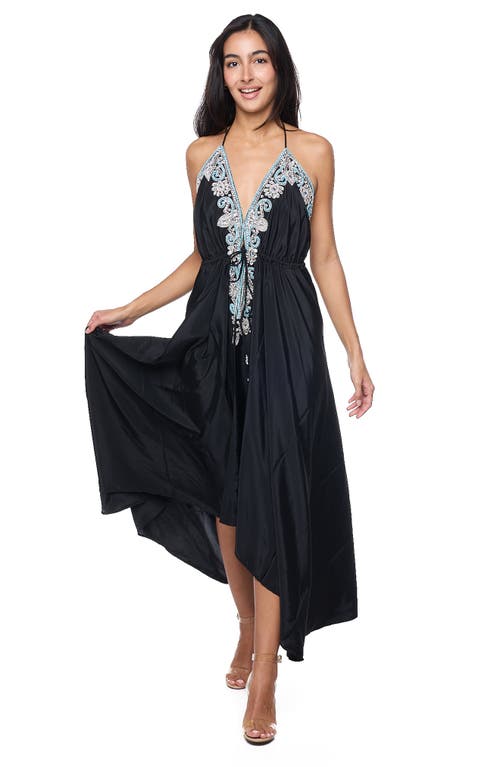 Ranee's Women's Embellished Halter Maxi Dress In Black