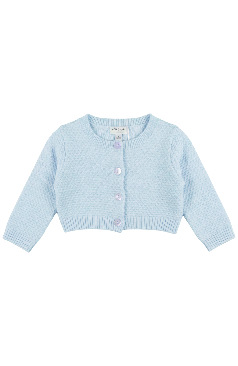 Little Fragile Girl Popcorn Knit Cropped Shell Button Cardigan, Main, color, Cool Sky