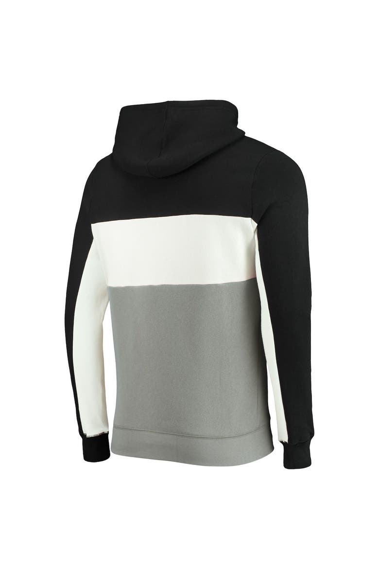 Men's Junk Food Black/White Brooklyn Nets Wordmark Colorblock Fleece Pullover Hoodie, Alternate, color, Black
