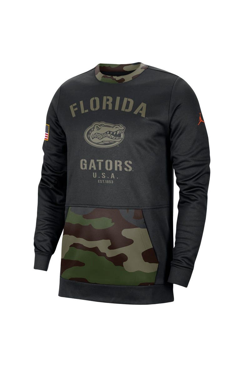 Men's Jordan Brand Black/Camo Florida Gators Military Appreciation Performance Pullover Sweatshirt, Alternate, color, Black