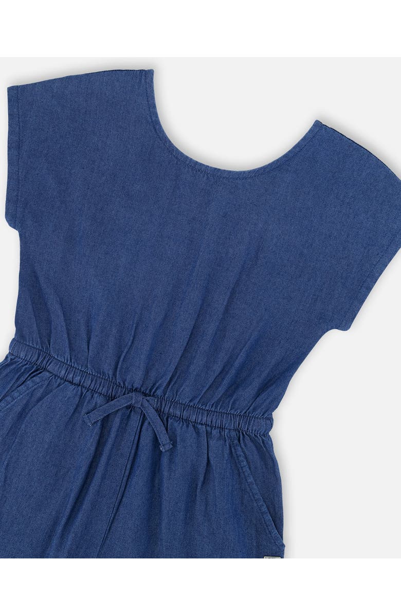 Deux par Deux Girl's Chambray Jumpsuit Navy Blue, Alternate, color, 