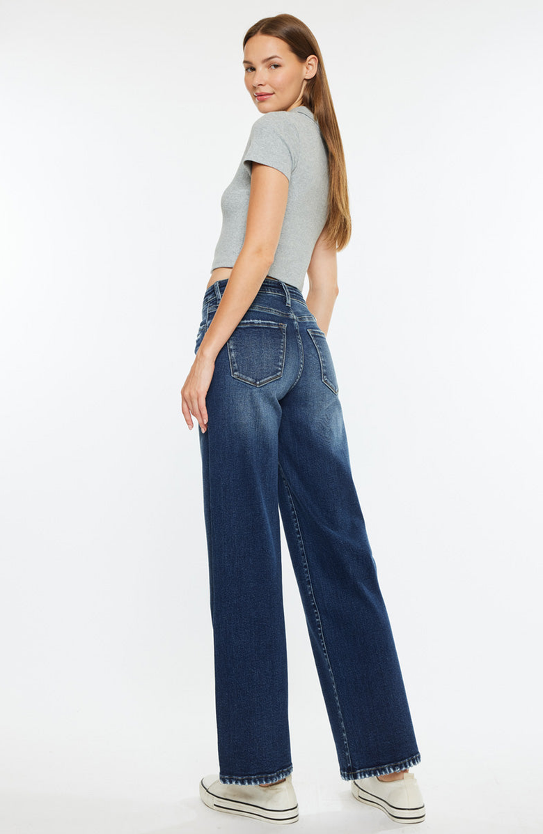 KanCan Dania Essentials High Rise Wide Leg Jeans, Alternate, color, Dark Wash