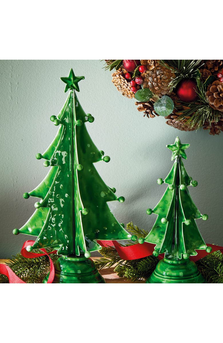 tag Festive Green Enamel Tree Sculpture Holiday Decor for Christmas, Alternate, color, Green
