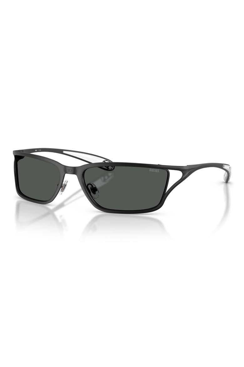DL1015 58mm Rectangular Sunglasses, Alternate, color, MATTE BLACK / DARK GREY