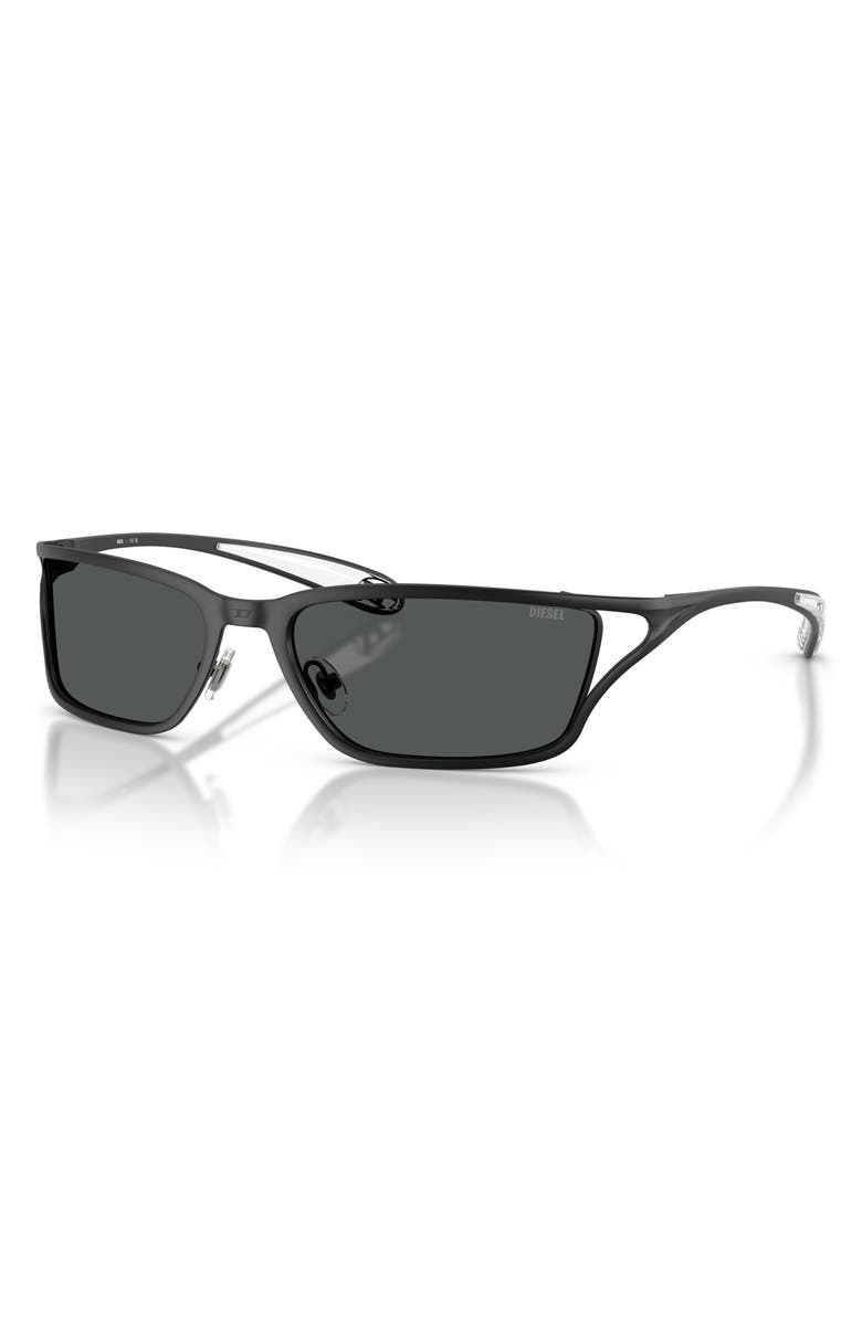 DIESEL<sup>®</sup> DL1015 58mm Rectangular Sunglasses, Alternate, color, Matte Black / Dark Grey