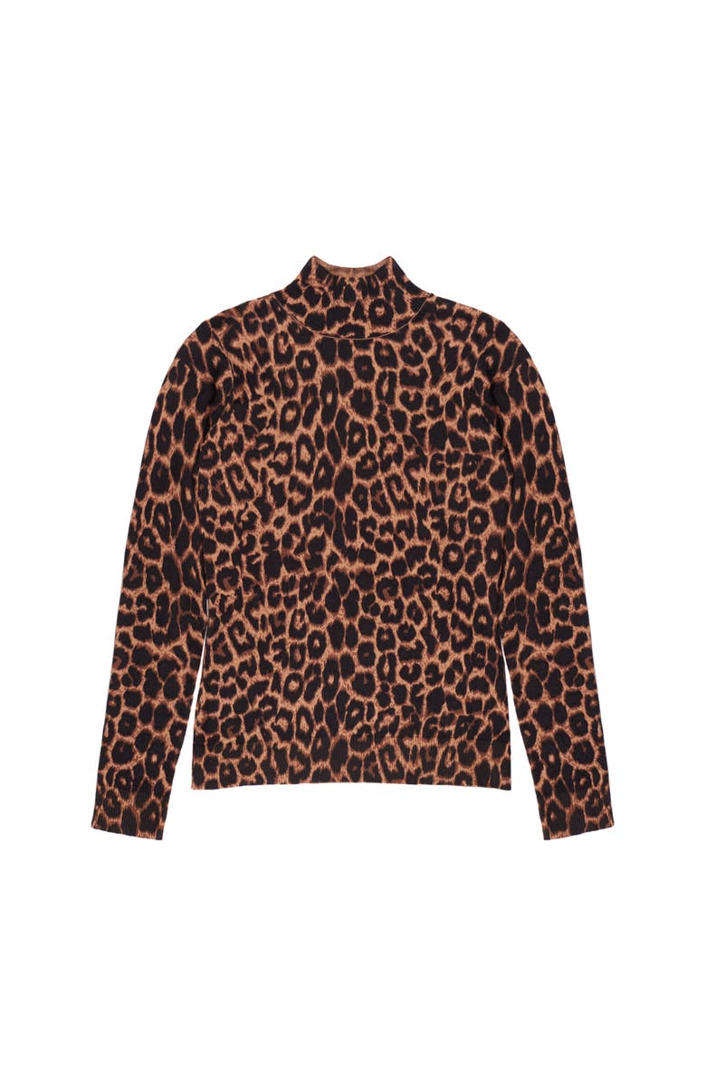 Ro&Zo Leopard High Neck Long Sleeve Jumper, Alternate, color, 