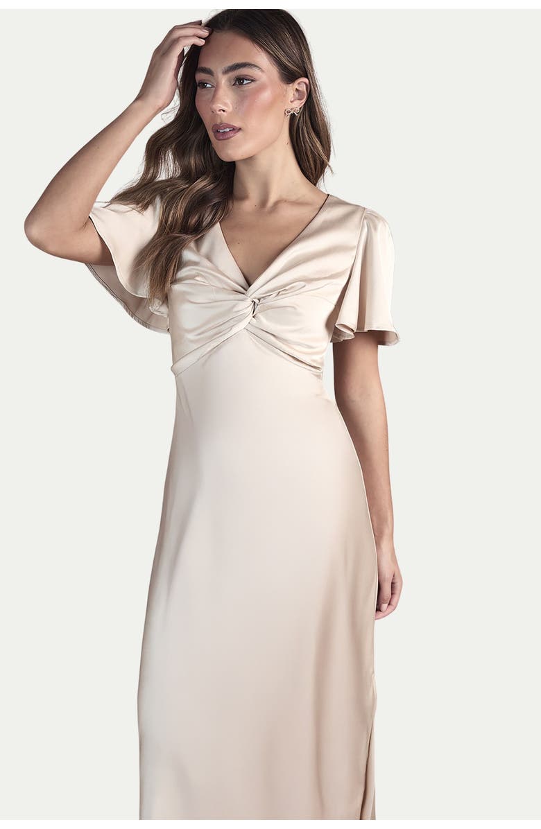 Oasis Angel Sleeve Midi Bridesmaid Dress, Alternate, color, Champagne