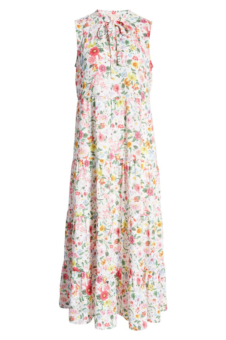 Floral Print Sleeveless Maxi Dress, Alternate, color, WHITE SUMMER GARDEN