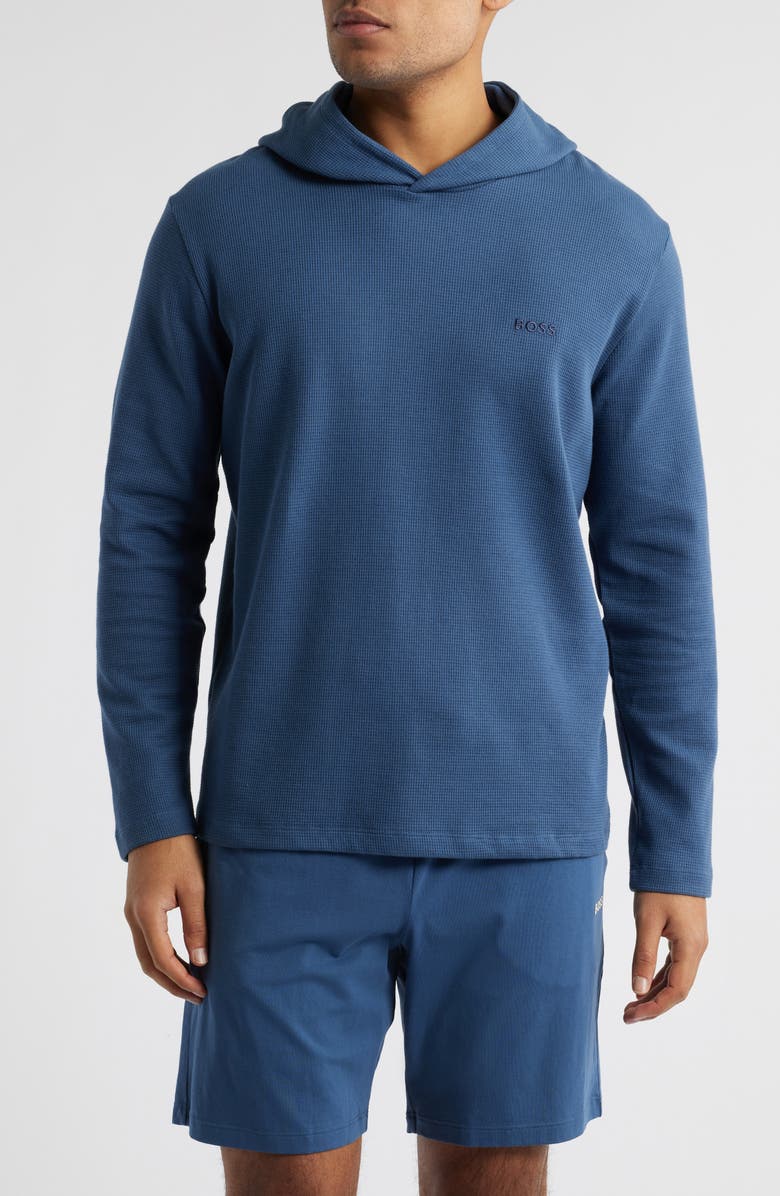 BOSS Waffle Lounge Hoodie, Main, color, Medium Blue