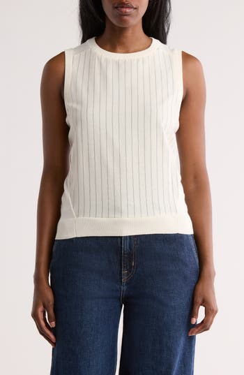 Dkny Mixed Media Sleeveless Sweater In Neutral