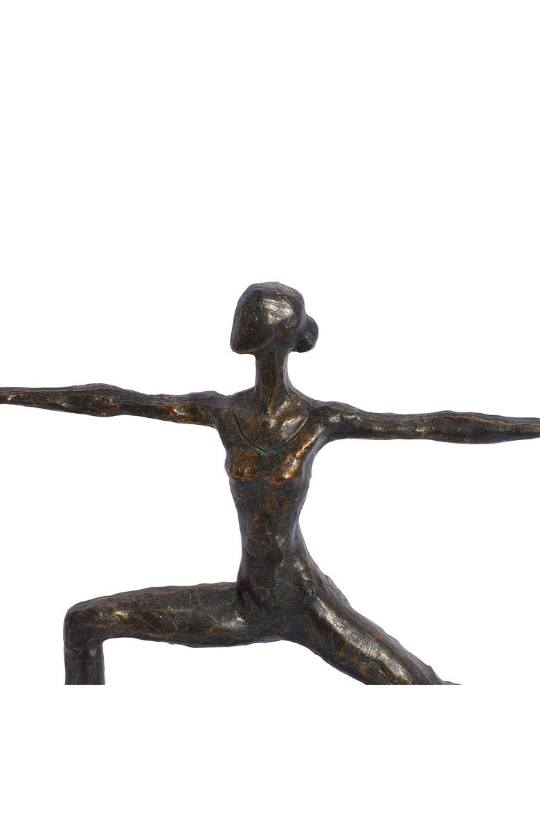 WILLOW ROW Brasstone Polystone Modern Yoga Sculpture, Alternate, color, 