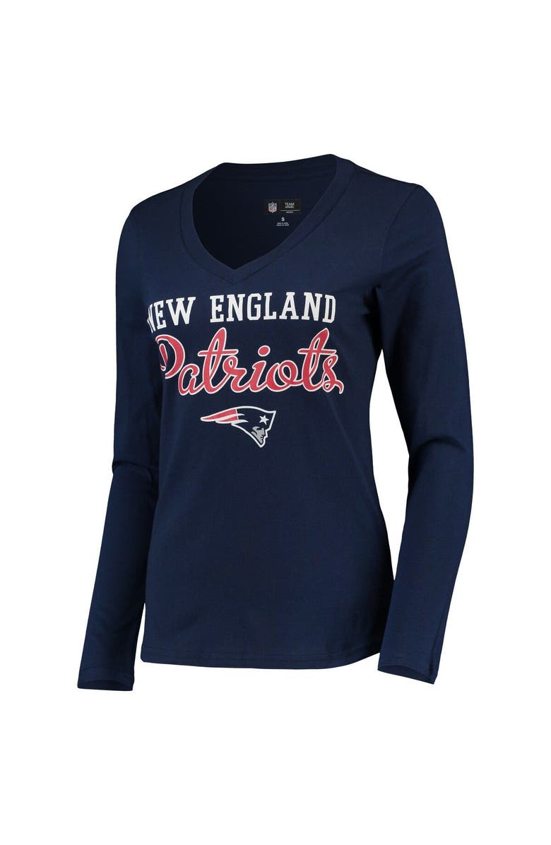 G-III 4HER BY CARL BANKS Women's G-III 4Her by Carl Banks Navy New England Patriots Post Season Long Sleeve V-Neck T-Shirt, Alternate, color, Navy
