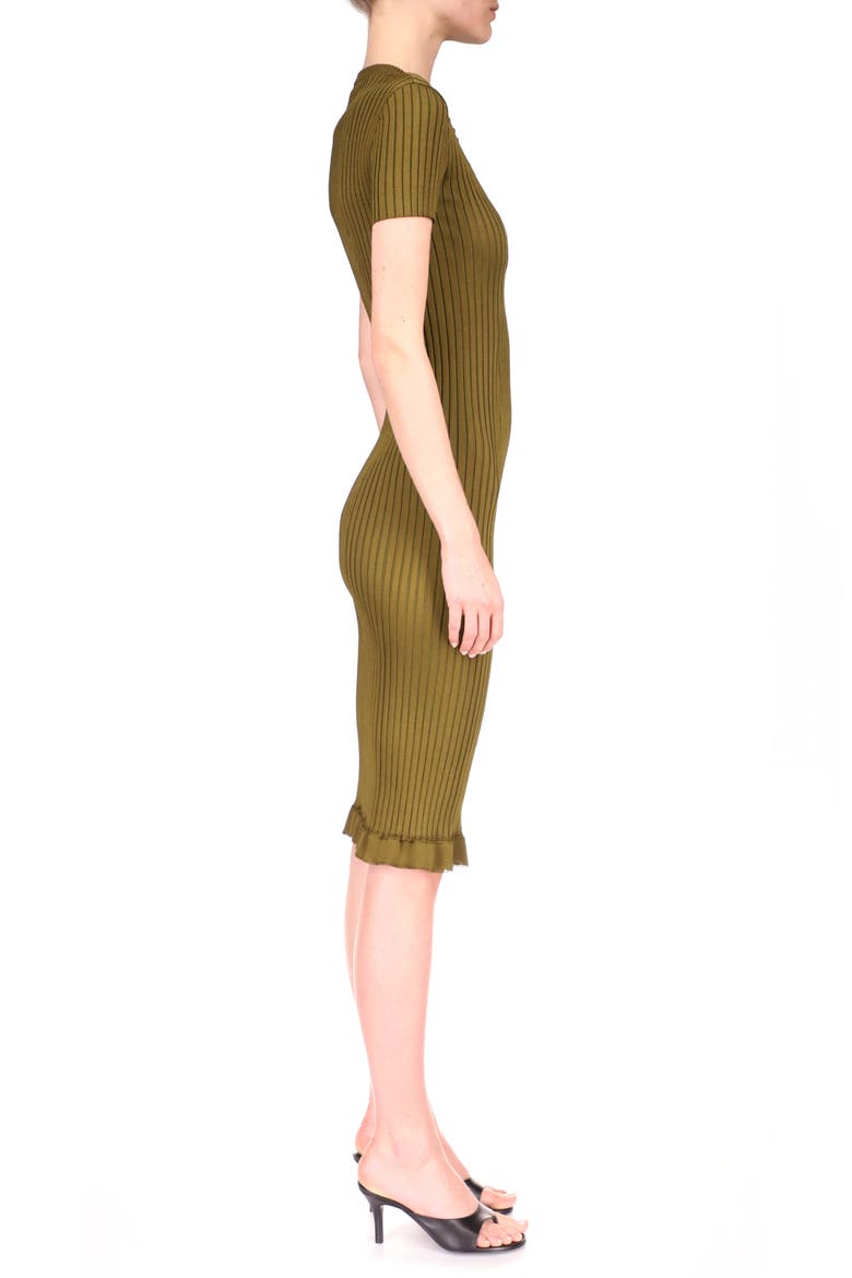 Chain Detail Rib Knit Body-Con Dress, Alternate, color, BOTTLE GREEN