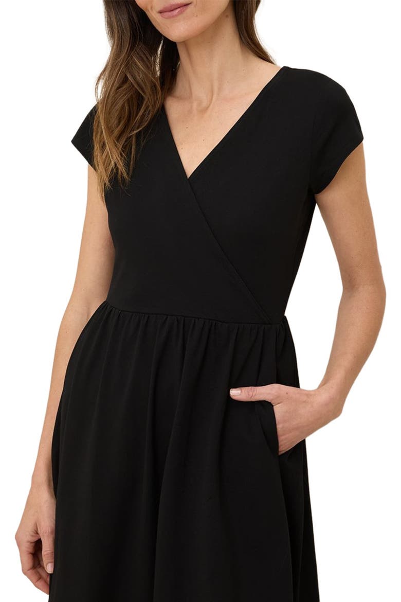 Fit & Flare Crossover Dress, Alternate, color, Black