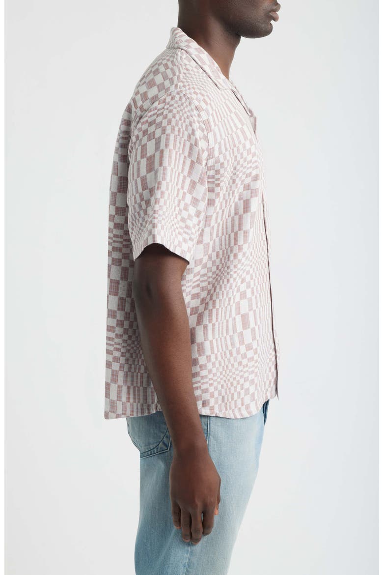 High Focus Moiré Print Cotton Camp Shirt, Alternate, color, DUSK