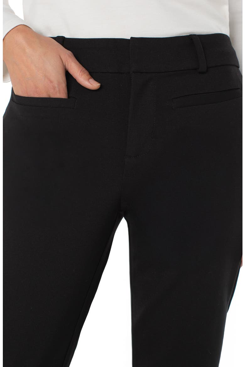 Holly Welt Pocket Ankle Straight Leg Ponte Pants, Alternate, color, BLACK