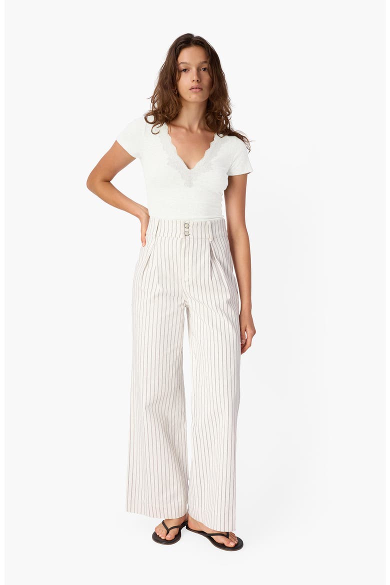 Sana Lace Trim Rib T-Shirt, Alternate, color, WHITE
