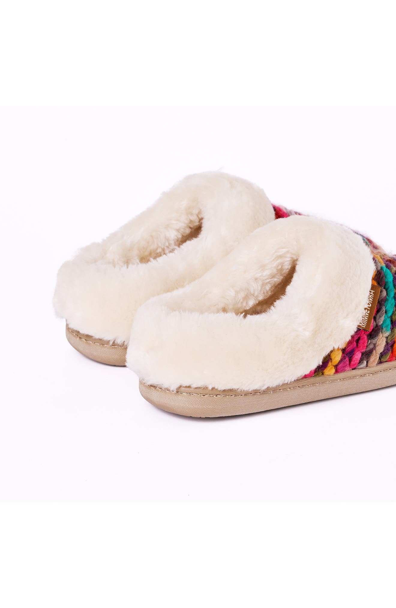 Dina Faux Fur Lined Slipper, Alternate, color, KNIT MULTI