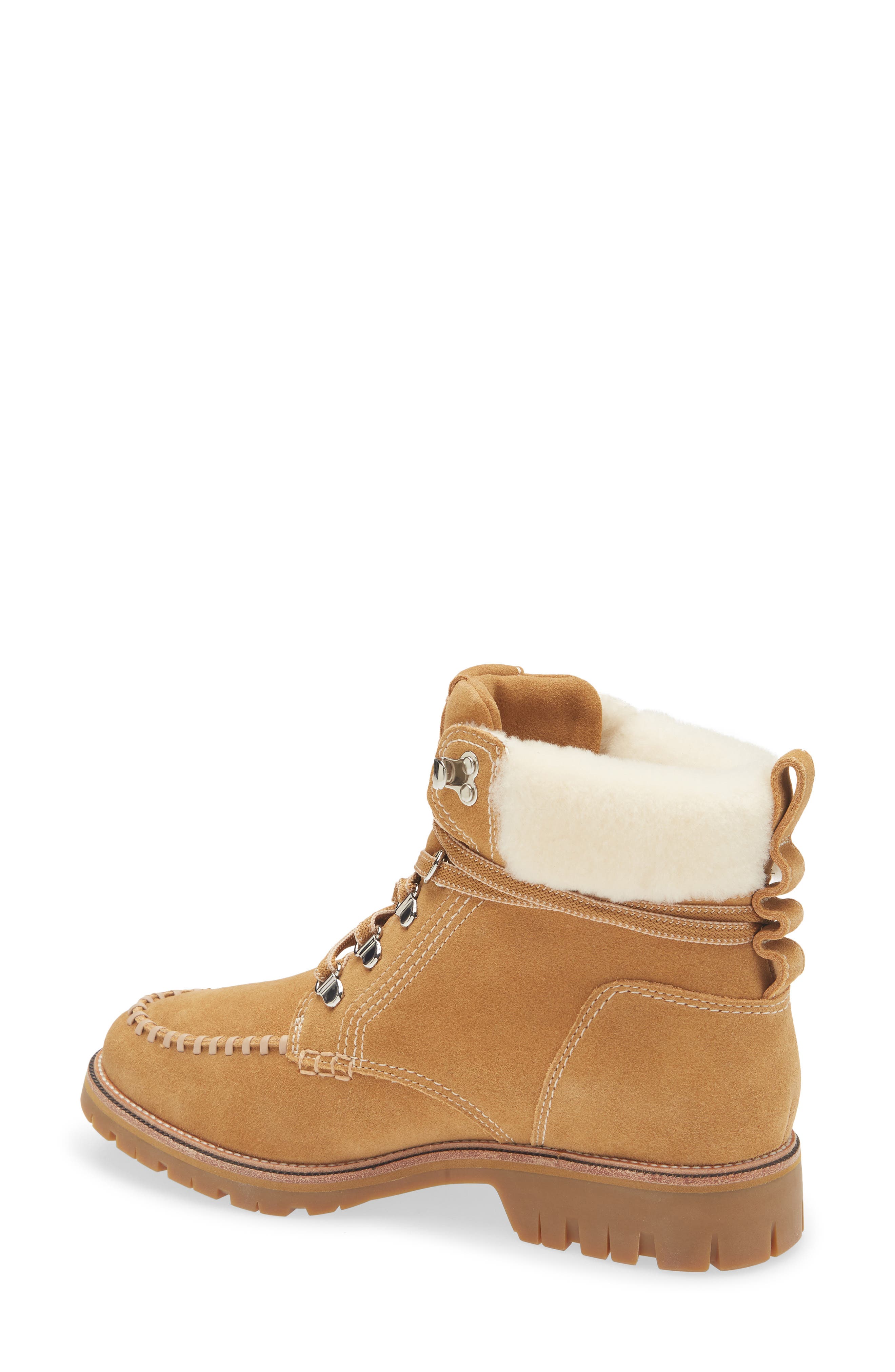 rag & bone Cameron Genuine Shearling Weatherproof Lace-up Boot, Alternate, color, Caramel Suede Shearling