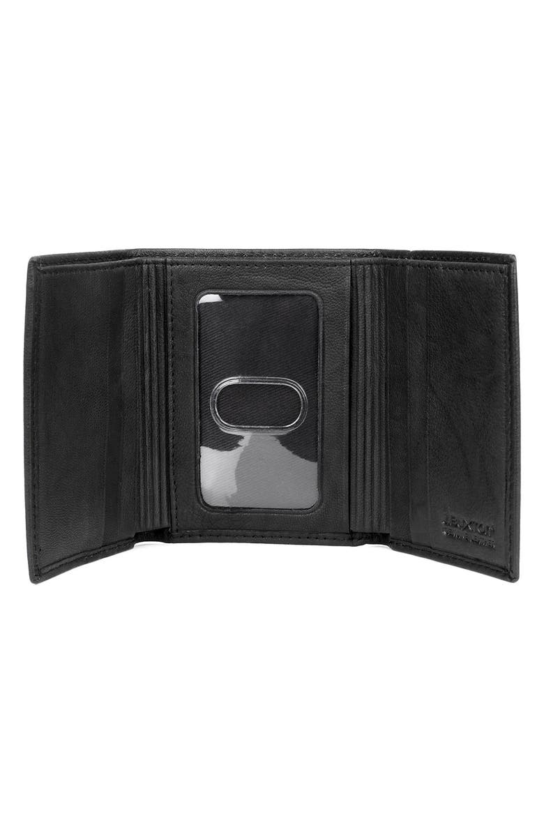 BUXTON RFID Three-Fold Leather Wallet, Alternate, color, Black