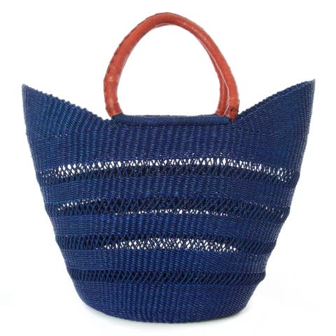 Ghanaian Lacework Wing Shopper with Leather Handles