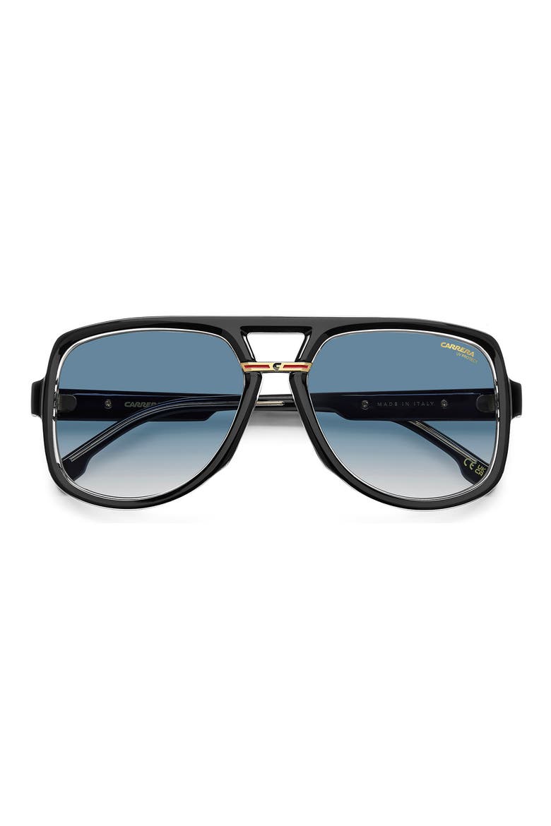 Victory 59mm Gradient Square Geometric Sunglasses, Alternate, color, BLACK CRYSTAL/ DARK BLUE SF