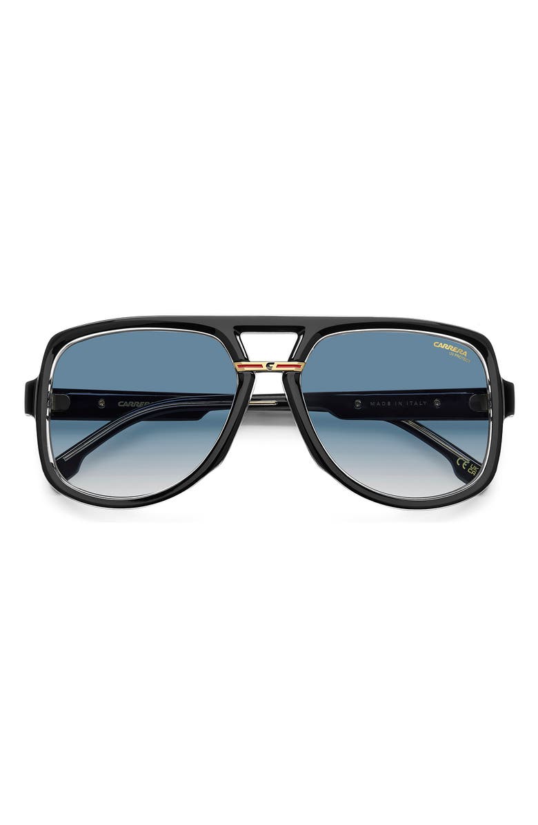 Carrera Eyewear Victory 59mm Gradient Square Geometric Sunglasses, Alternate, color, Black Crystal/ Dark Blue Sf