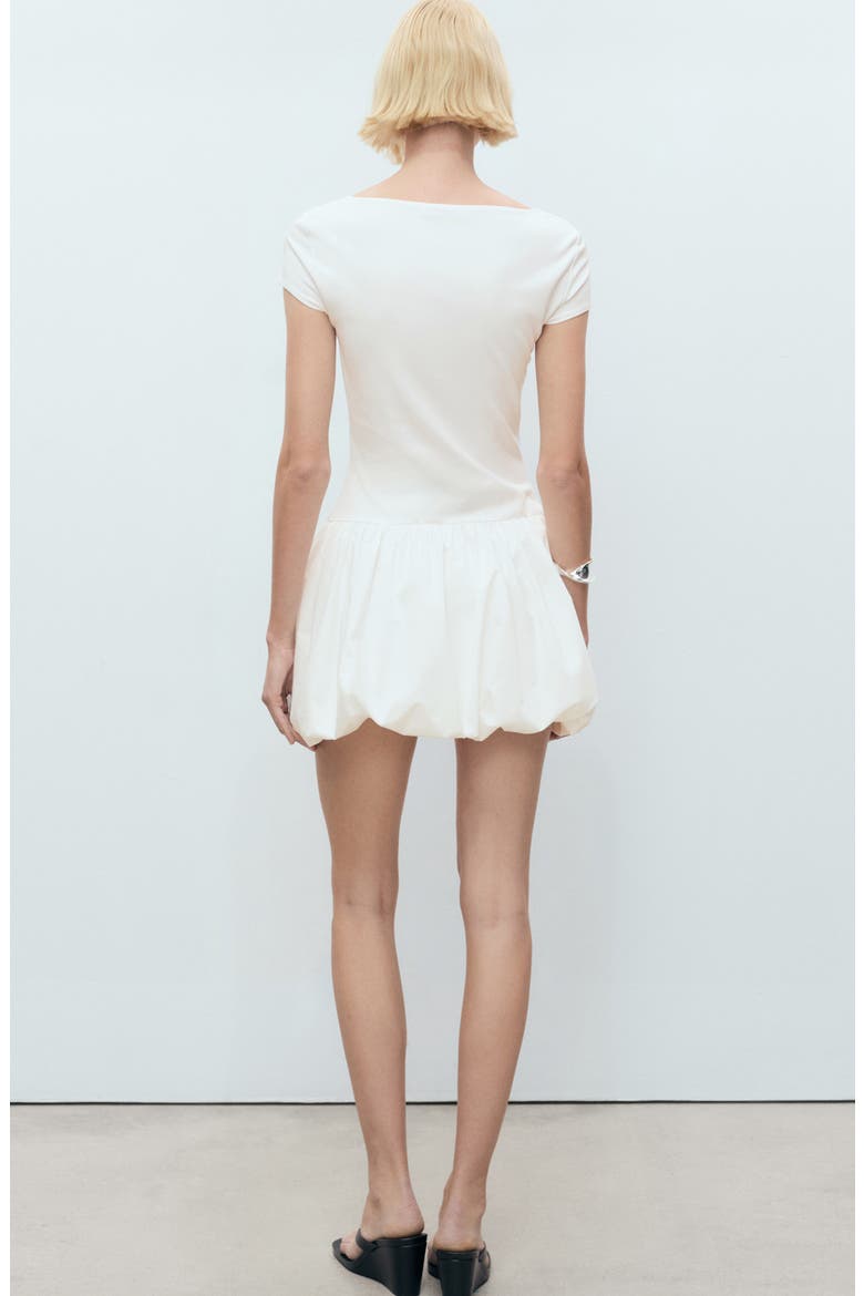 PUFFED HEM COMBINED DRESS, Alternate, color, WHITE