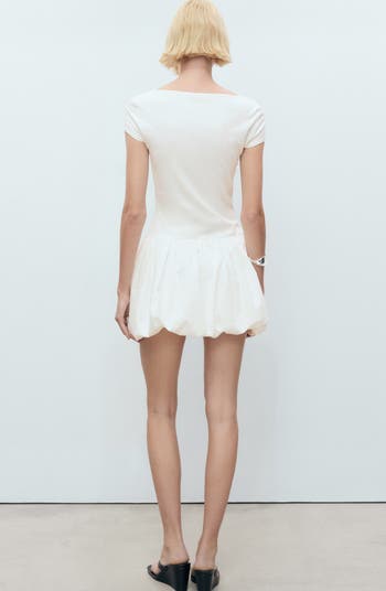 PUFFED HEM COMBINED DRESS