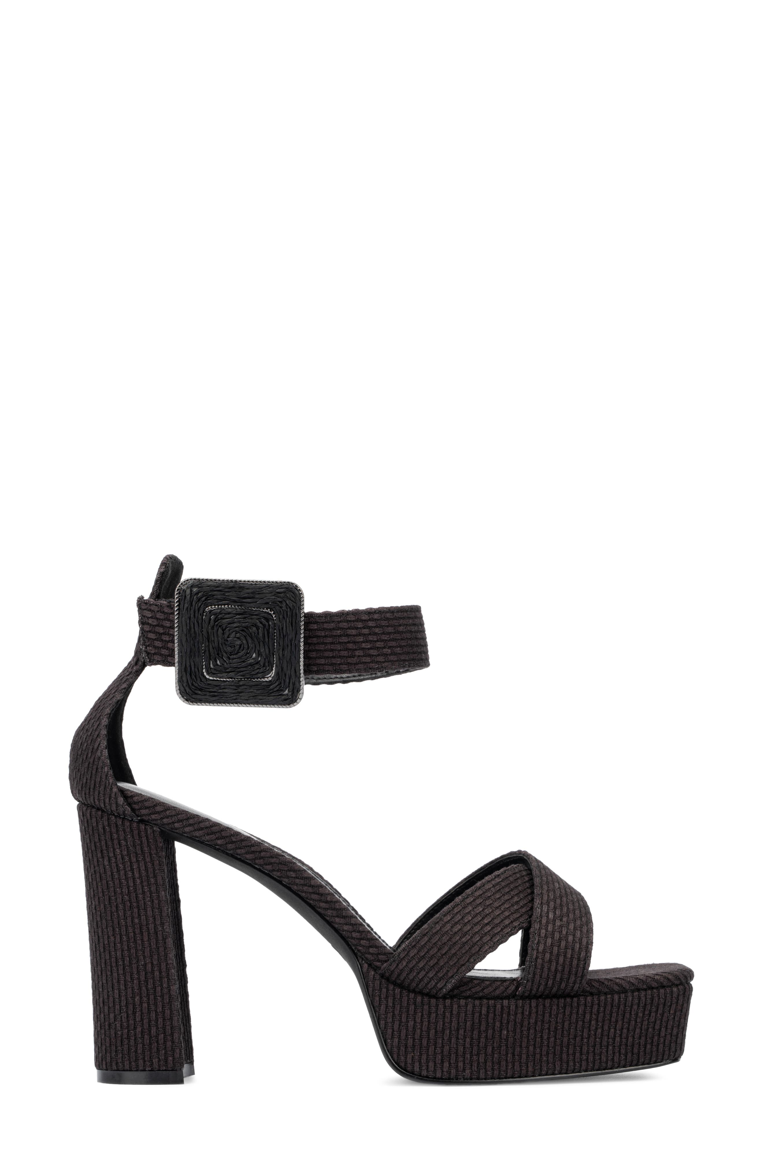 Fashion to Figure Layla Platform Heeled Sandal - Wide Width, Alternate, color, Black