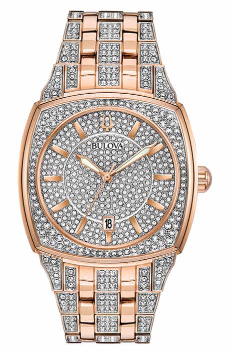BULOVA Pavé Crystal Bracelet Watch, 40mm
