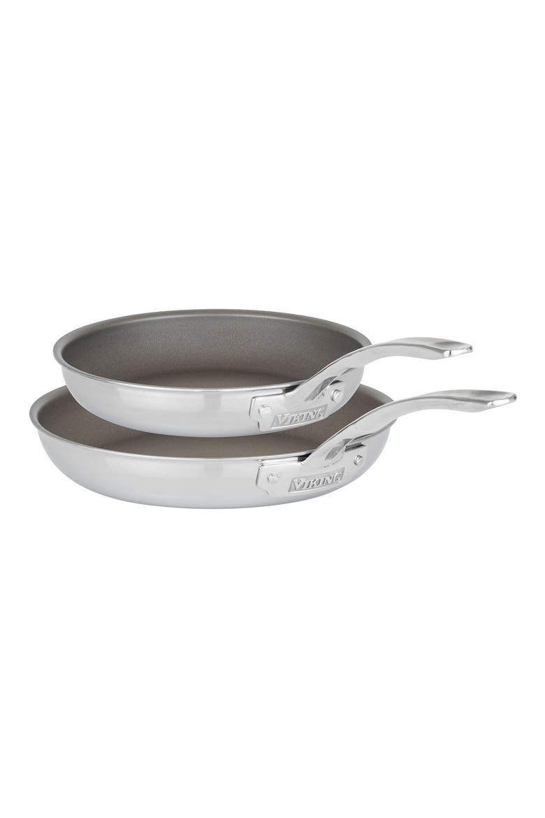 2-Piece Set of PureGlide Pro 3-Ply Fry Pans, Alternate, color, STAINLESS STEEL